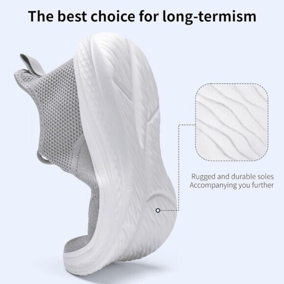 ⚡Men LightGray Fashion Mesh Non Slip Lightweight Workout Breathable Gym Sneakers - Picture 4 of 6